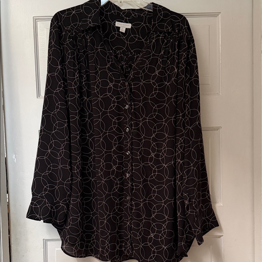 Plus Size 2X Elegant Black Patterned Women's Top